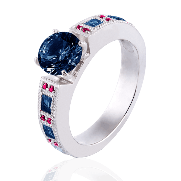"Victoria" with sapphires and rubies